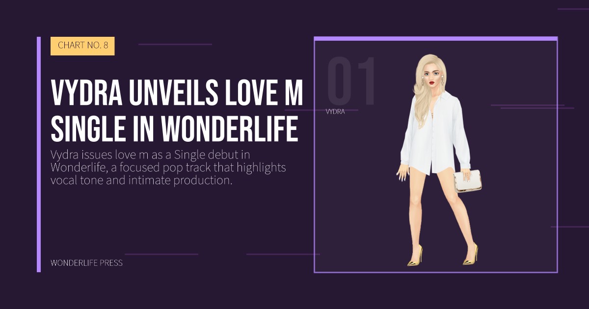 Wonderlife Press: Vydra unveils love m Single in Wonderlife. artist portrait. CHART NO. 8.