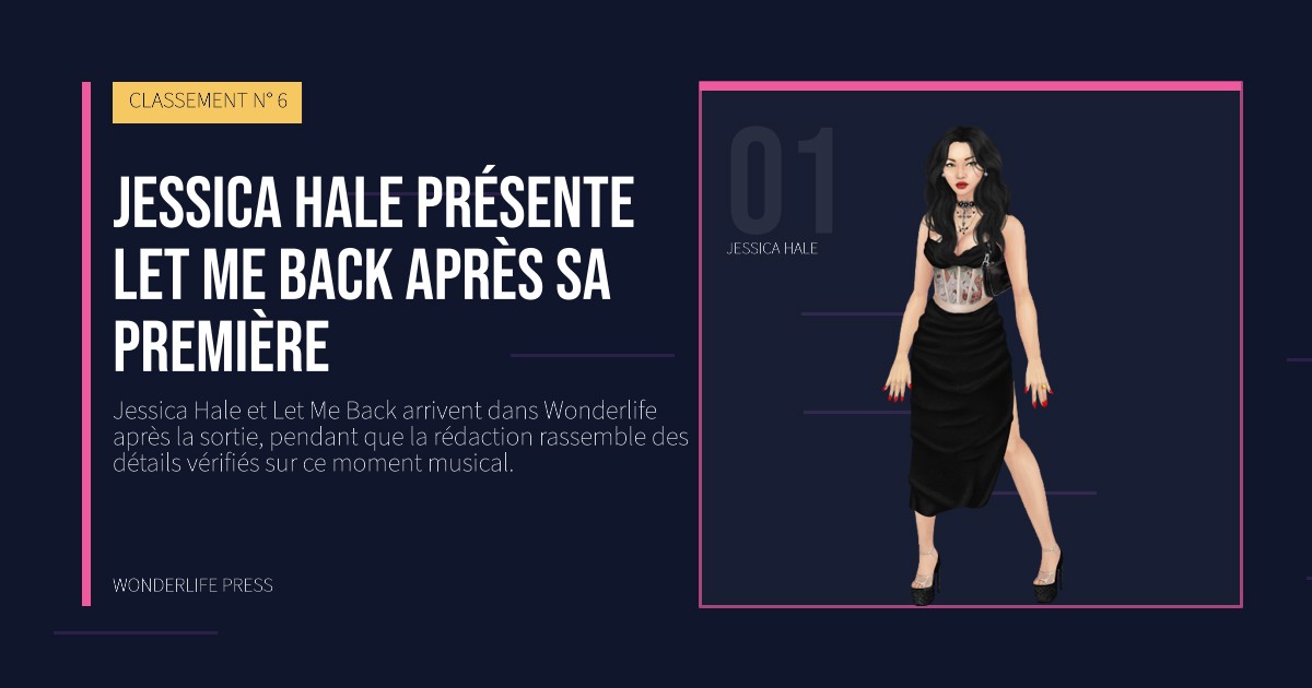 Wonderlife Press: Jessica Hale présente Let Me Back après sa première. portrait des artistes. CLASSEMENT N° 6.