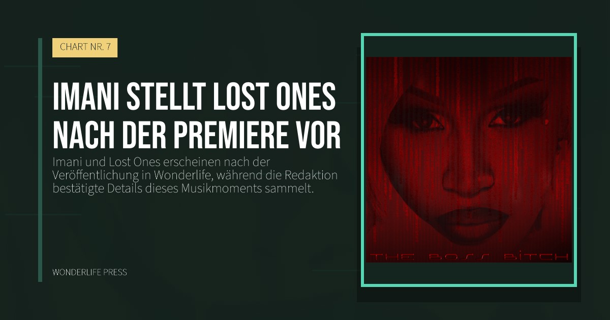 Wonderlife Press: Imani stellt Lost Ones nach der Premiere vor. Veröffentlichungscover. CHART NR. 7.