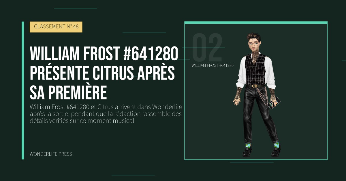Wonderlife Press: William Frost #641280 présente Citrus après sa première. portrait des artistes. CLASSEMENT N° 48.