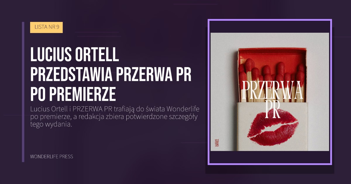 Wonderlife Press: Lucius Ortell przedstawia PRZERWA PR po premierze. okładka wydawnictwa. LISTA NR 9.