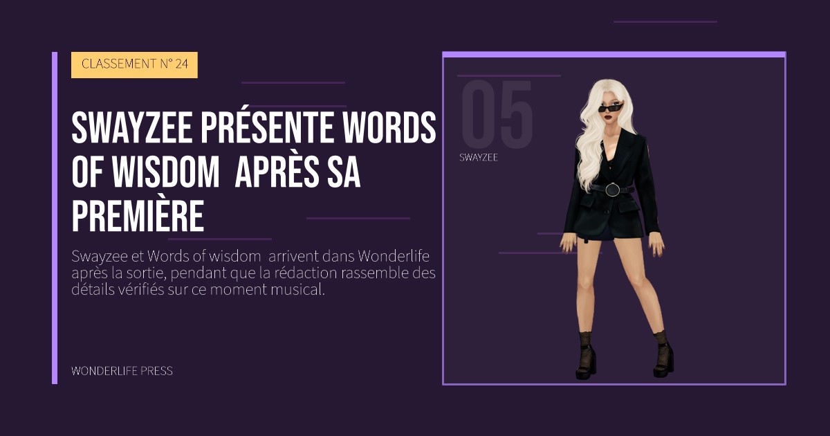 Wonderlife Press: Swayzee présente Words of wisdom  après sa première. portrait des artistes. CLASSEMENT N° 24.
