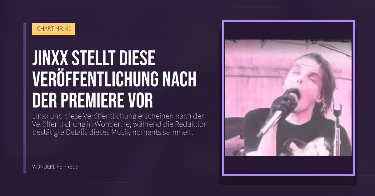 Wonderlife Press: Jinxx stellt diese Veröffentlichung nach der Premiere vor. Veröffentlichungscover. CHART NR. 41.