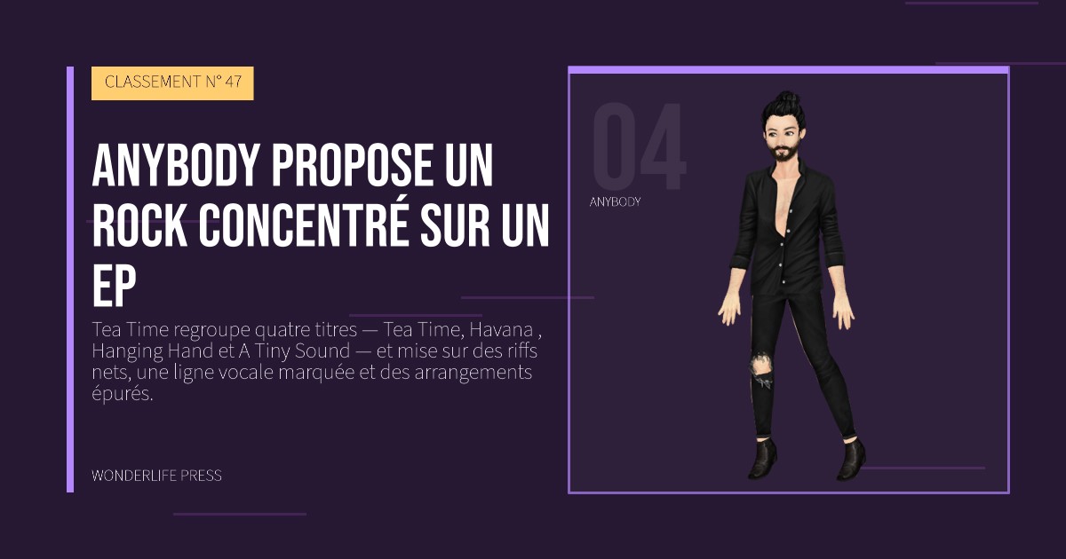 Wonderlife Press: Anybody propose un rock concentré sur un EP. portrait des artistes. CLASSEMENT N° 47.