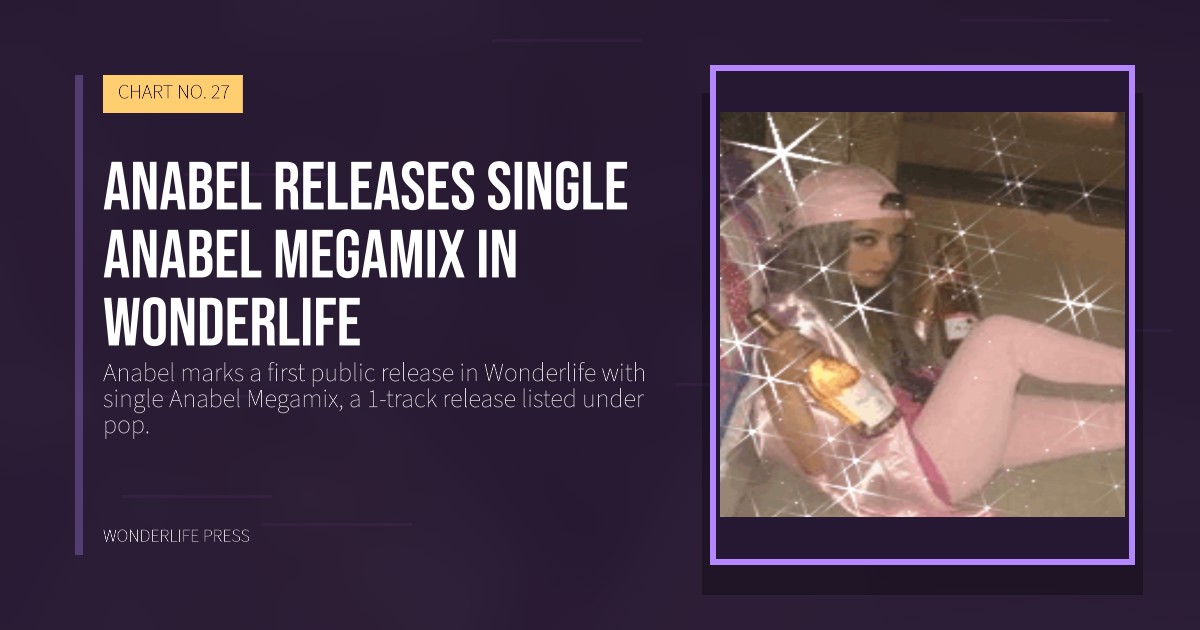 Wonderlife Press: Anabel releases single Anabel Megamix in Wonderlife. release artwork. CHART NO. 27.