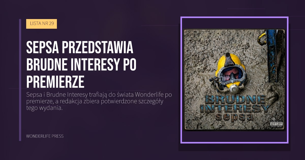 Wonderlife Press: Sepsa przedstawia Brudne Interesy po premierze. okładka wydawnictwa. LISTA NR 29.