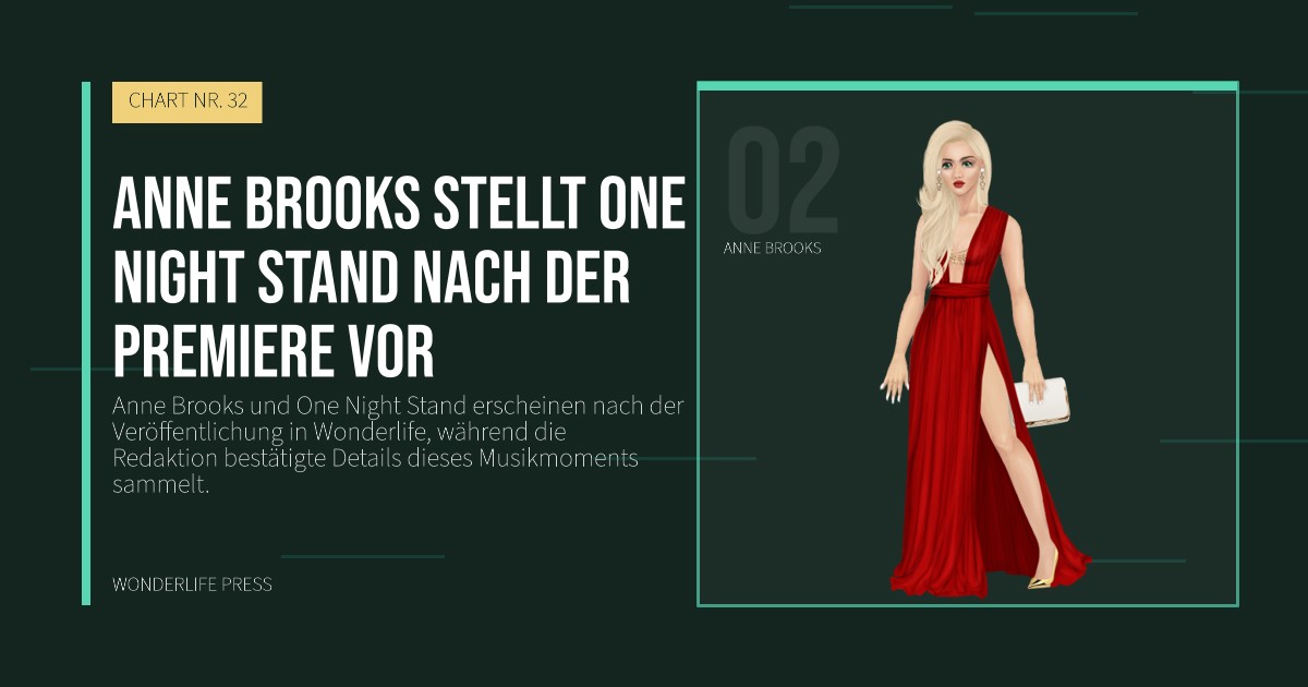 Wonderlife Press: Anne Brooks stellt One Night Stand nach der Premiere vor. Künstlerporträt. CHART NR. 32.