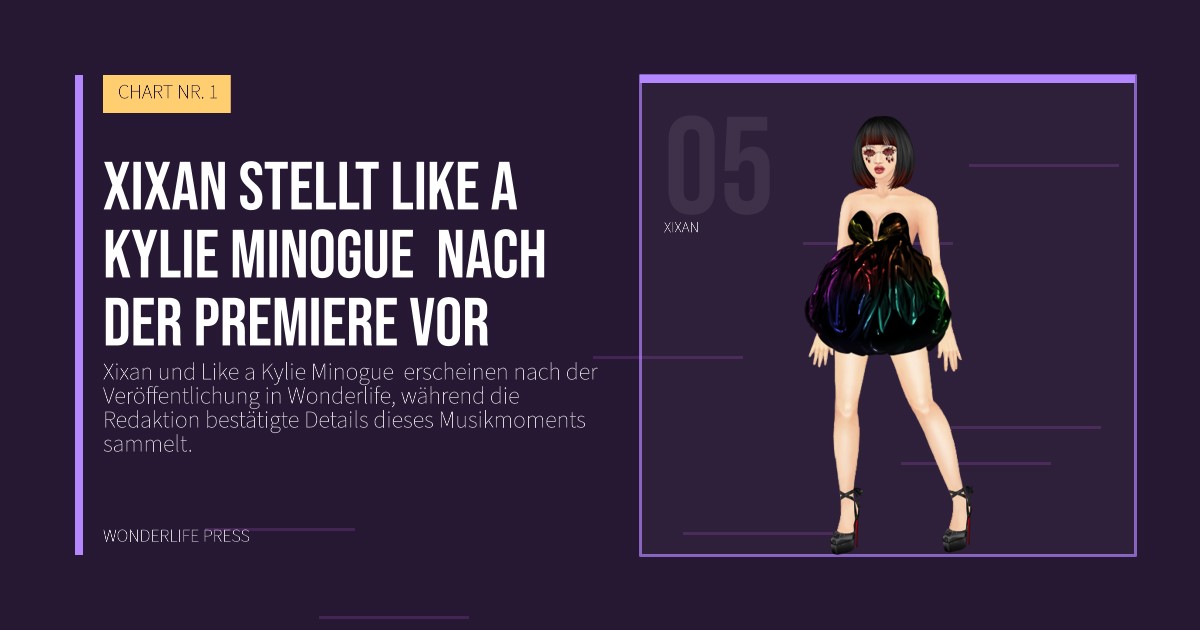 Wonderlife Press: Xixan stellt Like a Kylie Minogue  nach der Premiere vor. Künstlerporträt. CHART NR. 1.