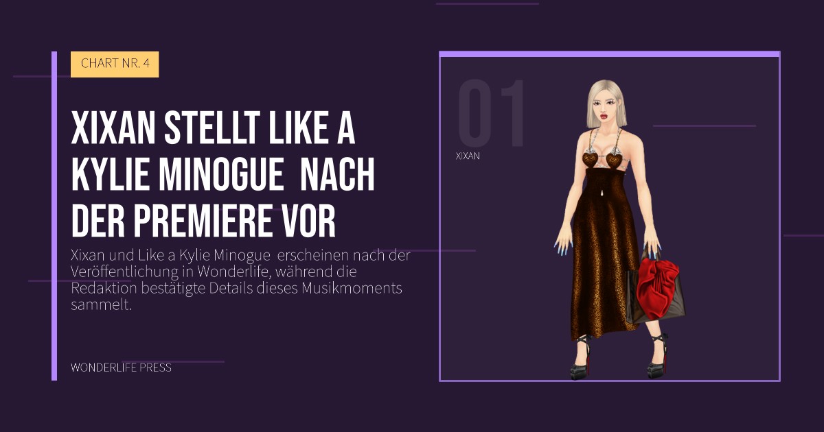 Wonderlife Press: Xixan stellt Like a Kylie Minogue  nach der Premiere vor. Künstlerporträt. CHART NR. 4.