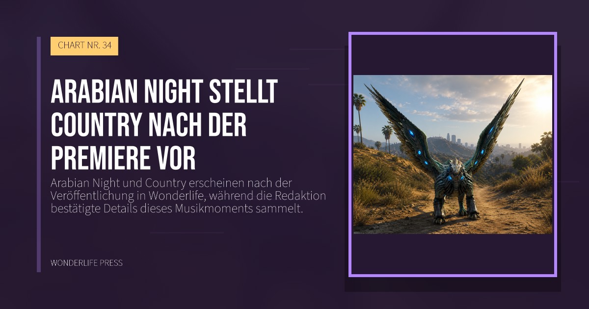 Wonderlife Press: Arabian Night stellt Country nach der Premiere vor. Veröffentlichungscover. CHART NR. 34.