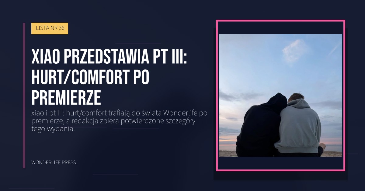 Wonderlife Press: xiao przedstawia pt III: hurt/comfort po premierze. okładka wydawnictwa. LISTA NR 36.