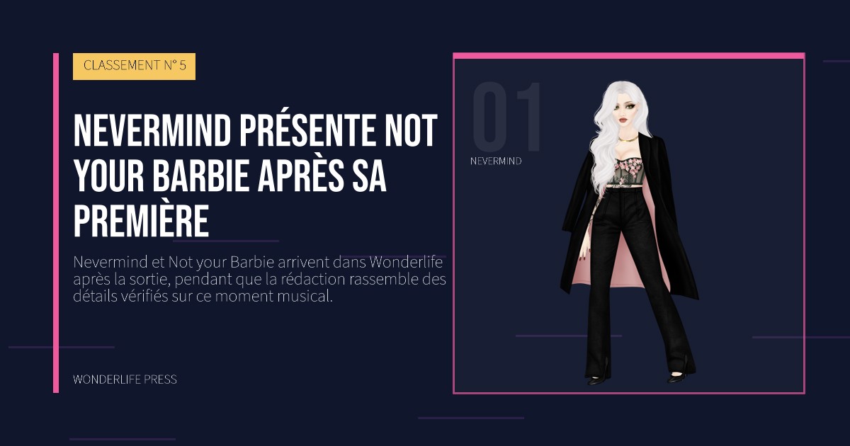 Wonderlife Press: Nevermind présente Not your Barbie après sa première. portrait des artistes. CLASSEMENT N° 5.