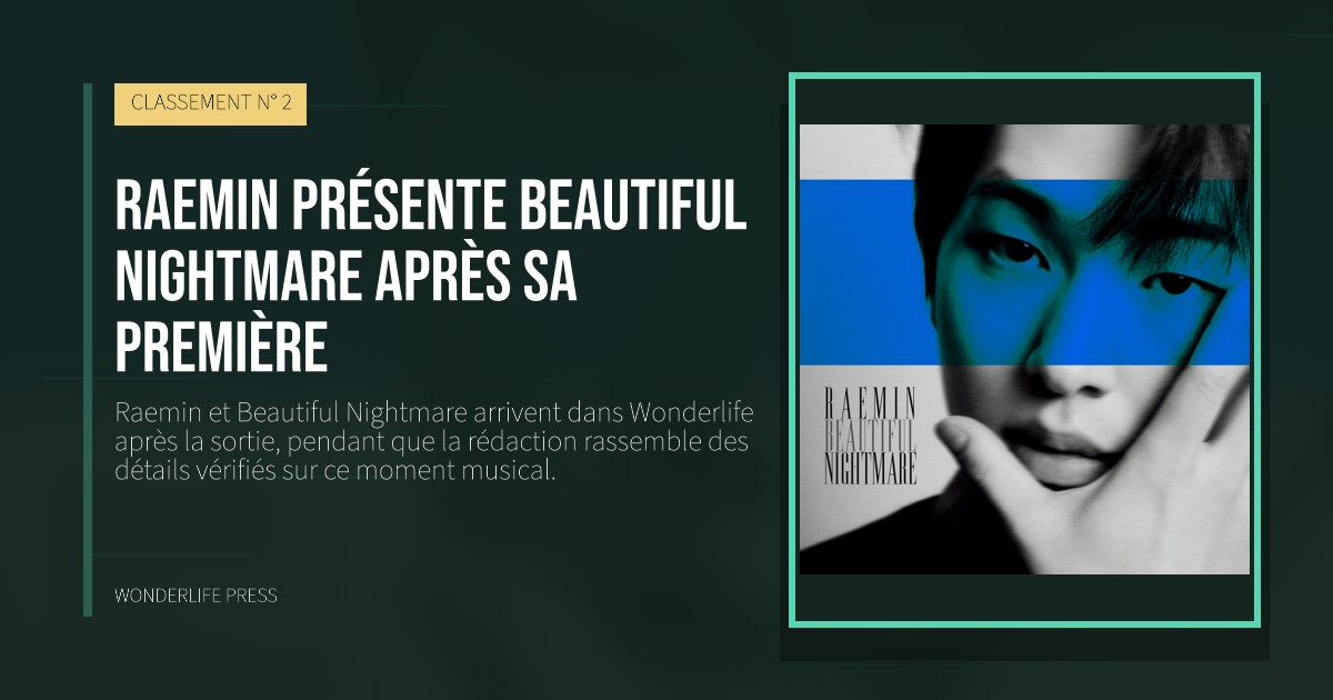 Wonderlife Press: Raemin présente Beautiful Nightmare après sa première. pochette de la sortie. CLASSEMENT N° 2.