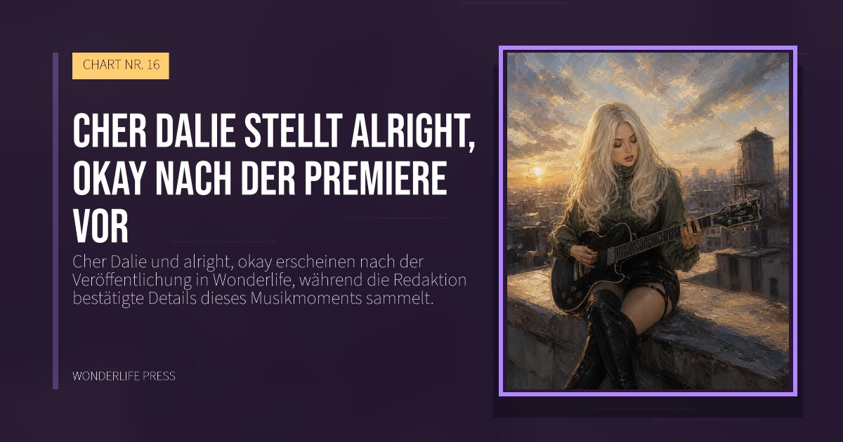 Wonderlife Press: Cher Dalie stellt alright, okay nach der Premiere vor. Veröffentlichungscover. CHART NR. 16.