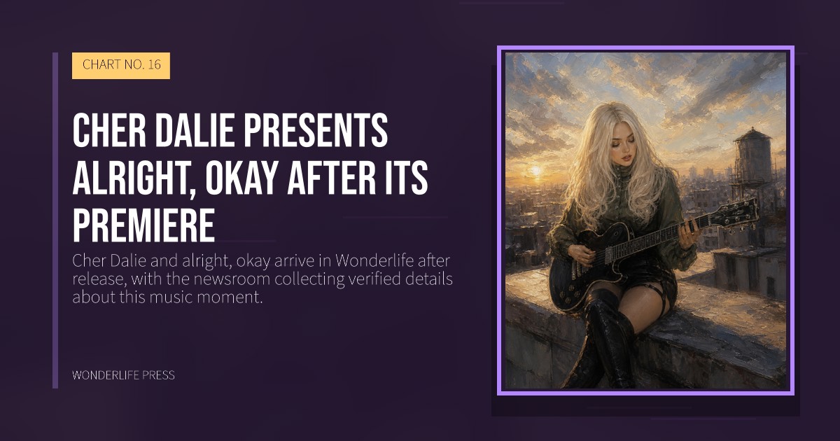 Wonderlife Press: Cher Dalie presents alright, okay after its premiere. release artwork. CHART NO. 16.