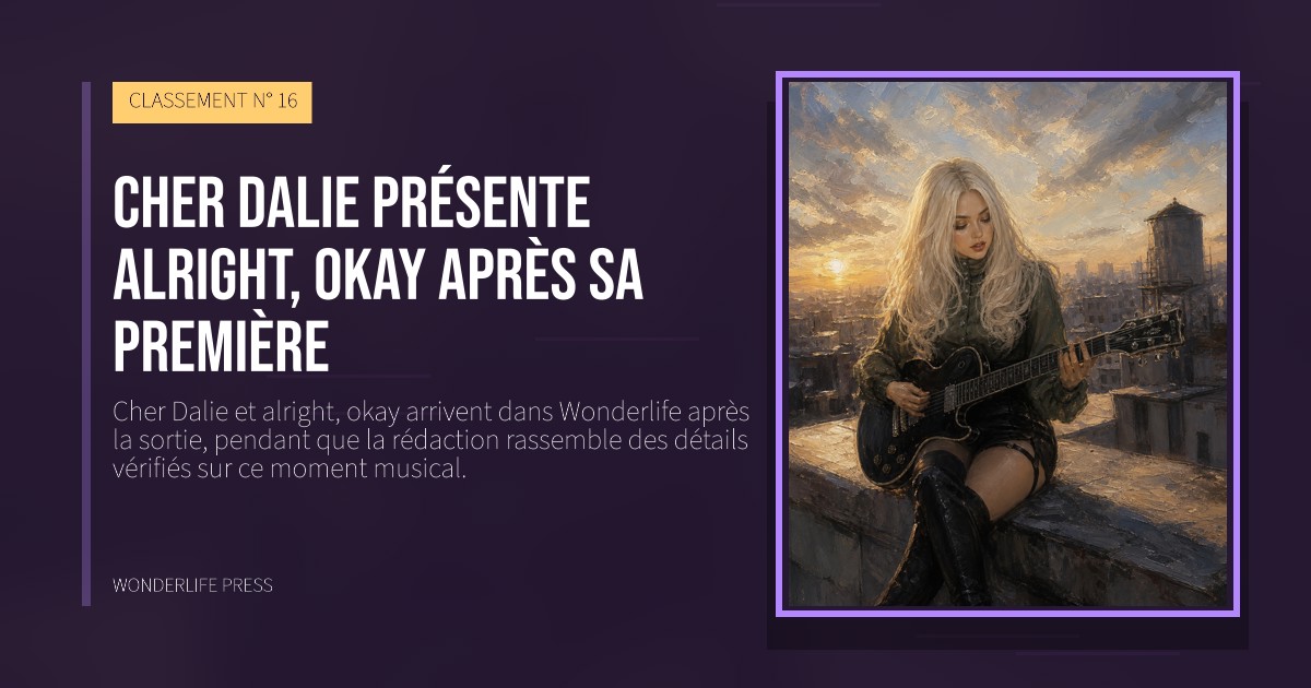 Wonderlife Press: Cher Dalie présente alright, okay après sa première. pochette de la sortie. CLASSEMENT N° 16.