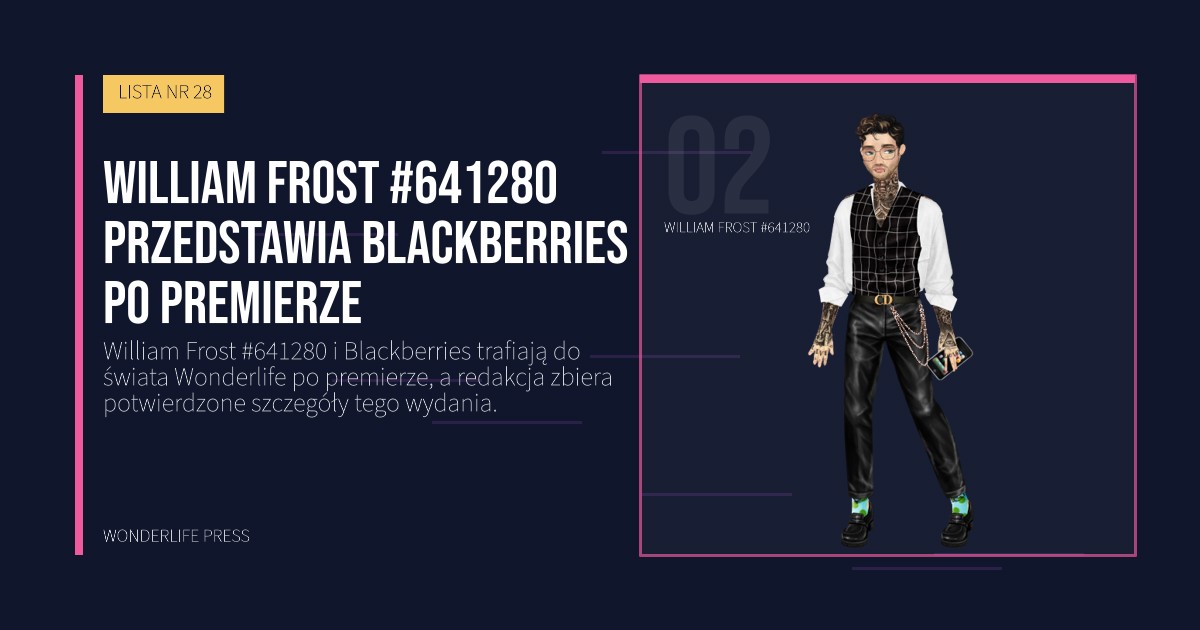 Wonderlife Press: William Frost #641280 przedstawia Blackberries po premierze. portret artystów. LISTA NR 28.