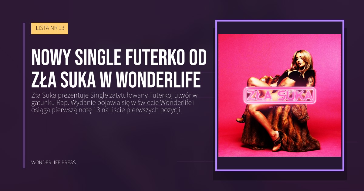 Wonderlife Press: Nowy single Futerko od Zła Suka w Wonderlife. okładka wydawnictwa. LISTA NR 13.