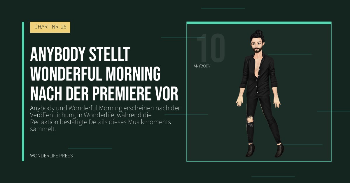 Wonderlife Press: Anybody stellt Wonderful Morning nach der Premiere vor. Künstlerporträt. CHART NR. 26.