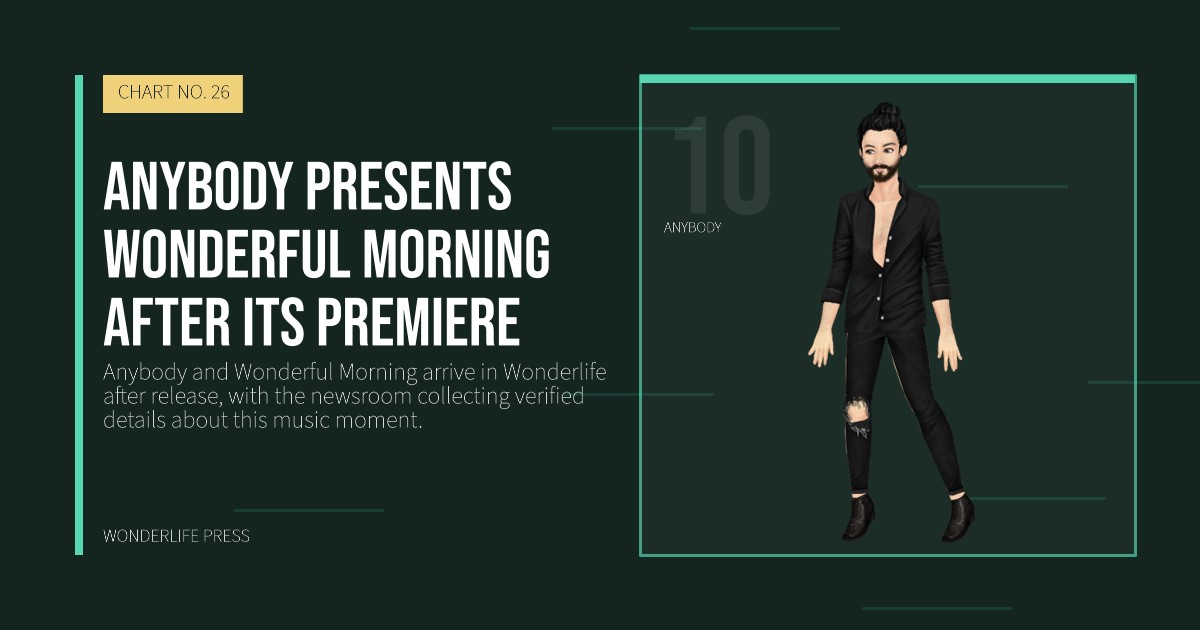 Wonderlife Press: Anybody presents Wonderful Morning after its premiere. artist portrait. CHART NO. 26.