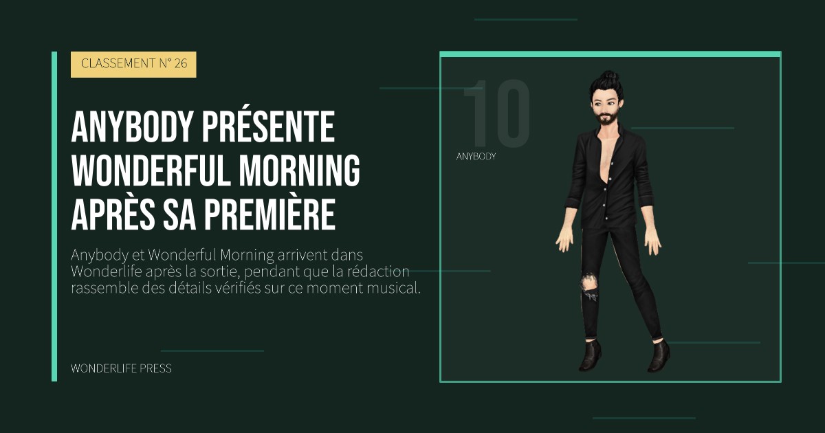 Wonderlife Press: Anybody présente Wonderful Morning après sa première. portrait des artistes. CLASSEMENT N° 26.