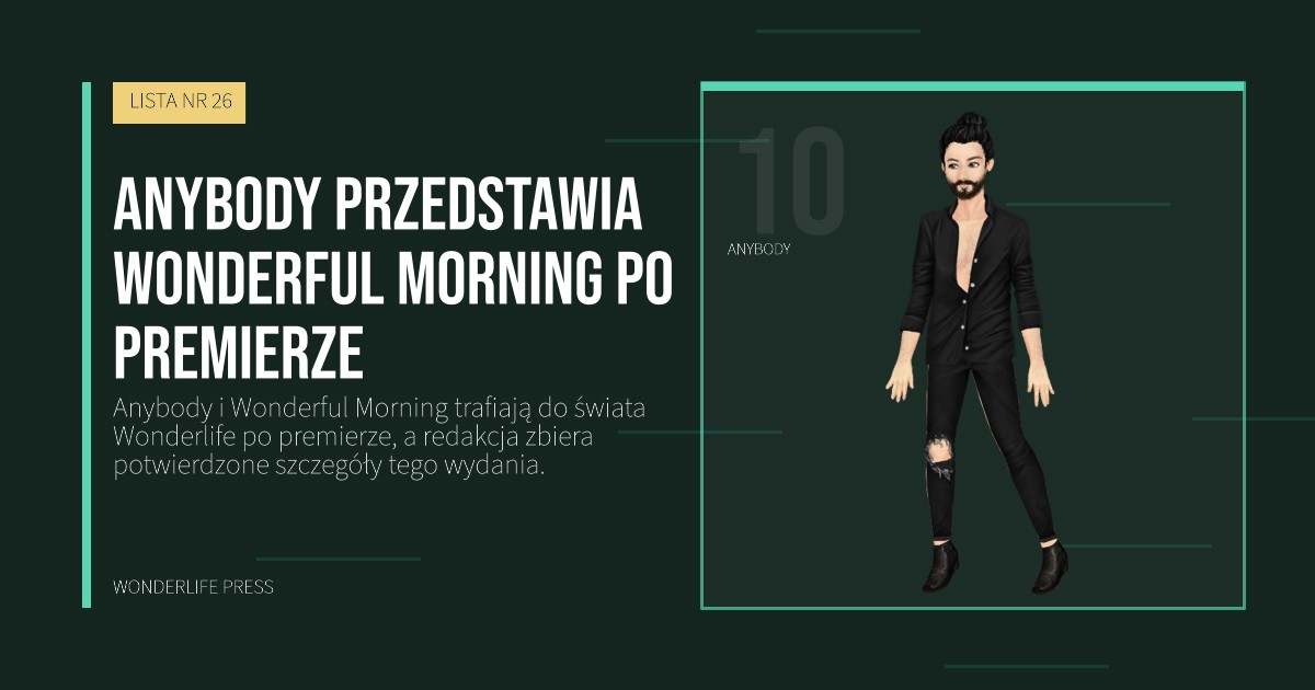 Wonderlife Press: Anybody przedstawia Wonderful Morning po premierze. portret artystów. LISTA NR 26.
