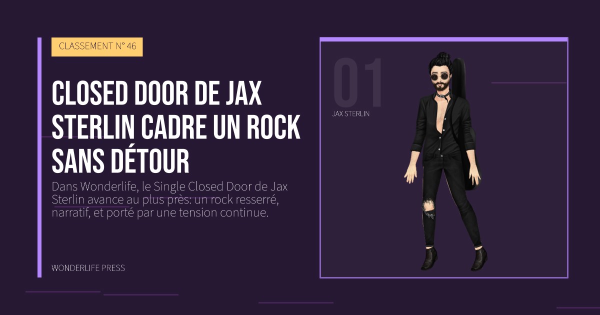Wonderlife Press: Closed Door de Jax Sterlin cadre un rock sans détour. portrait des artistes. CLASSEMENT N° 46.