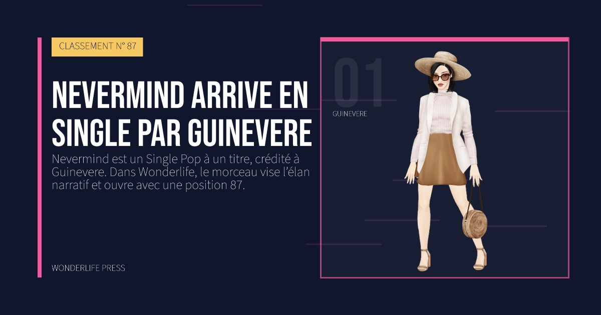 Wonderlife Press: Nevermind arrive en Single par Guinevere. portrait des artistes. CLASSEMENT N° 87.