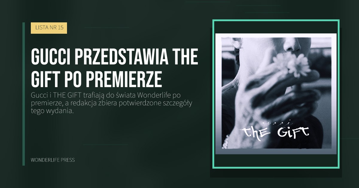 Wonderlife Press: Gucci przedstawia THE GIFT po premierze. okładka wydawnictwa. LISTA NR 15.