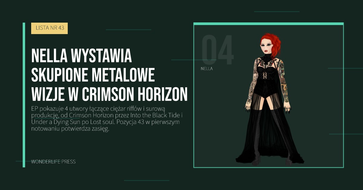 Wonderlife Press: Nella wystawia skupione metalowe wizje w Crimson Horizon. portret artystów. LISTA NR 43.