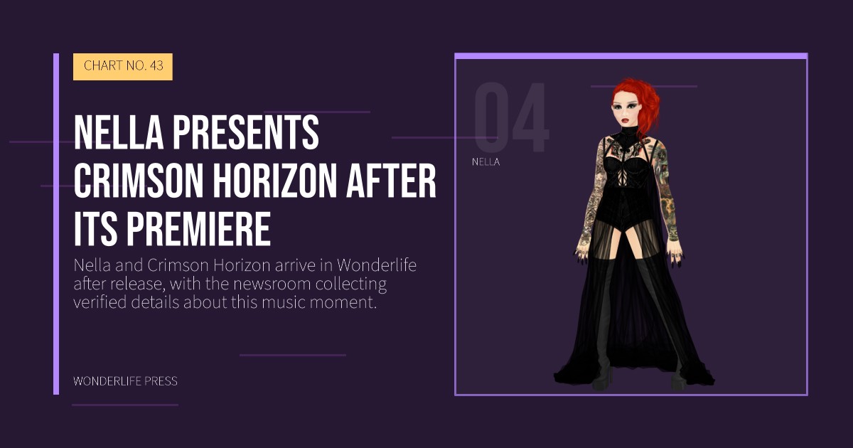 Wonderlife Press: Nella presents Crimson Horizon after its premiere. artist portrait. CHART NO. 43.