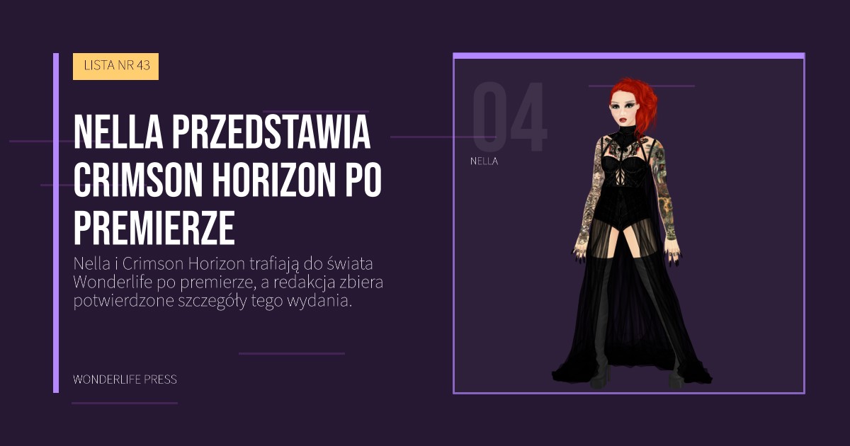 Wonderlife Press: Nella przedstawia Crimson Horizon po premierze. portret artystów. LISTA NR 43.
