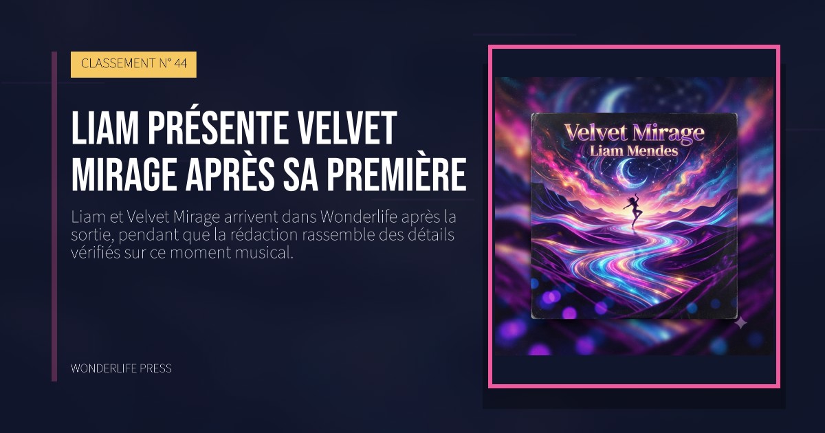 Wonderlife Press: Liam présente Velvet Mirage après sa première. pochette de la sortie. CLASSEMENT N° 44.