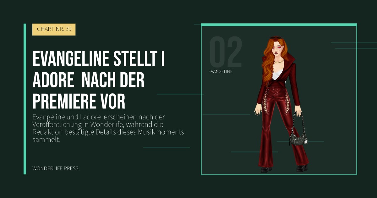 Wonderlife Press: Evangeline stellt I adore  nach der Premiere vor. Künstlerporträt. CHART NR. 39.