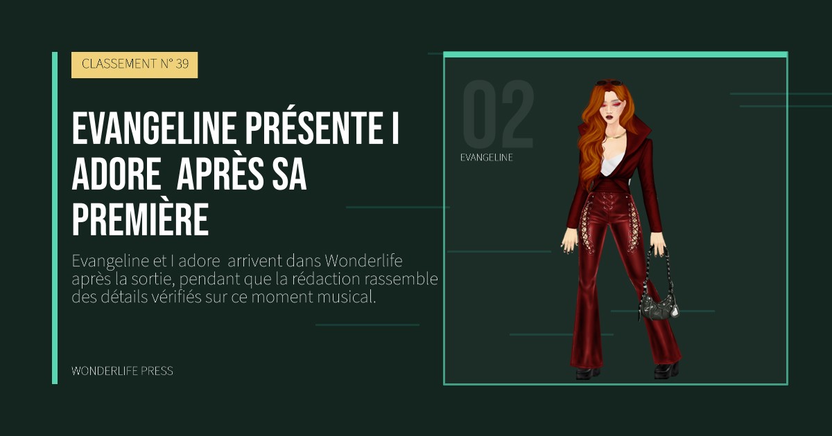 Wonderlife Press: Evangeline présente I adore  après sa première. portrait des artistes. CLASSEMENT N° 39.
