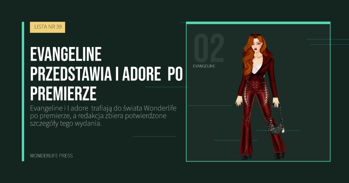 Wonderlife Press: Evangeline przedstawia I adore  po premierze. portret artystów. LISTA NR 39.