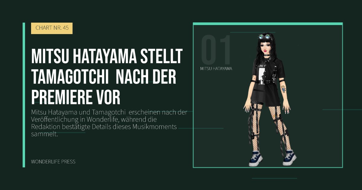 Wonderlife Press: Mitsu Hatayama stellt Tamagotchi  nach der Premiere vor. Künstlerporträt. CHART NR. 45.