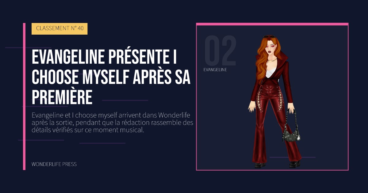 Wonderlife Press: Evangeline présente I choose myself après sa première. portrait des artistes. CLASSEMENT N° 40.