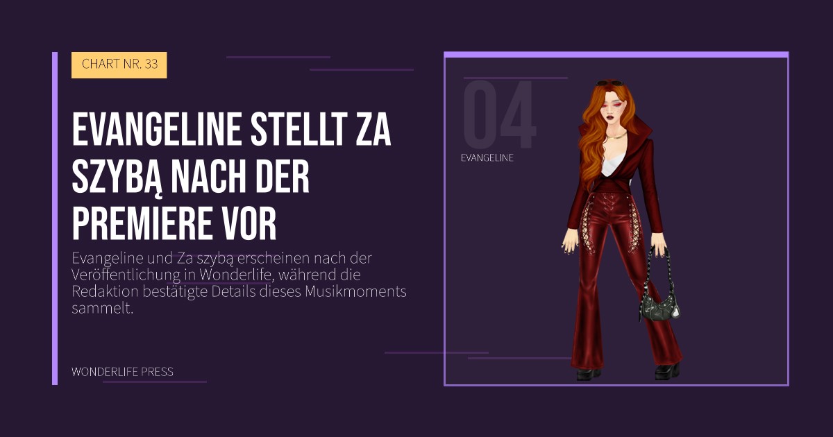 Wonderlife Press: Evangeline stellt Za szybą nach der Premiere vor. Künstlerporträt. CHART NR. 33.