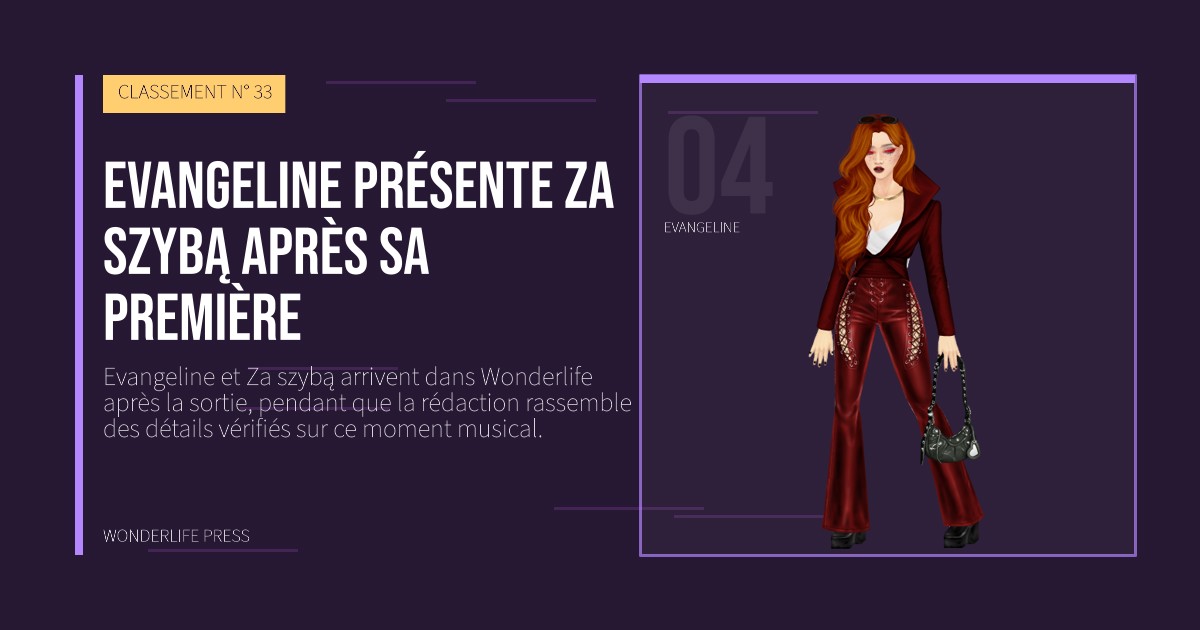 Wonderlife Press: Evangeline présente Za szybą après sa première. portrait des artistes. CLASSEMENT N° 33.