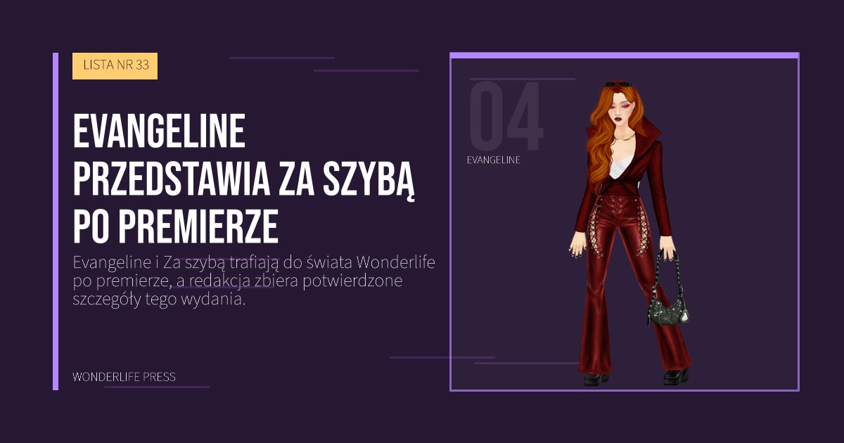 Wonderlife Press: Evangeline przedstawia Za szybą po premierze. portret artystów. LISTA NR 33.