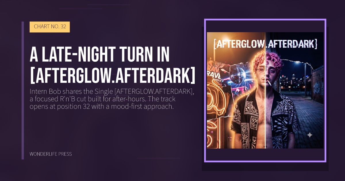 Wonderlife Press: A late-night turn in [AFTERGLOW.AFTERDARK]. release artwork. CHART NO. 32.