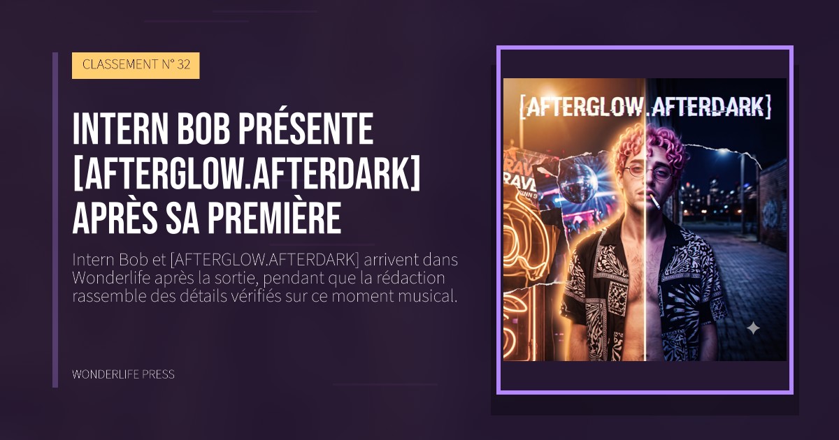 Wonderlife Press: Intern Bob présente [AFTERGLOW.AFTERDARK] après sa première. pochette de la sortie. CLASSEMENT N° 32.