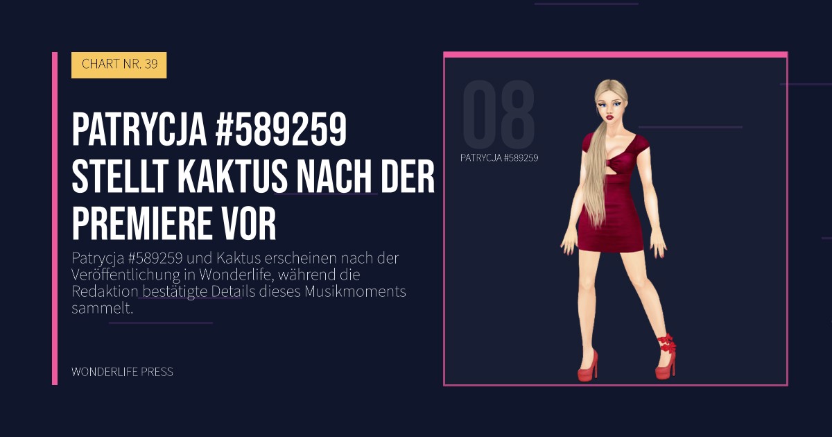 Wonderlife Press: Patrycja #589259 stellt Kaktus nach der Premiere vor. Künstlerporträt. CHART NR. 39.