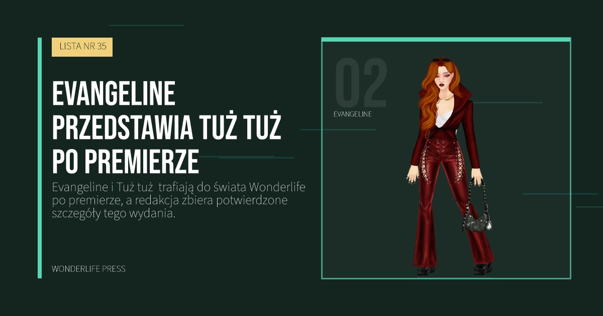 Wonderlife Press: Evangeline przedstawia Tuż tuż  po premierze. portret artystów. LISTA NR 35.