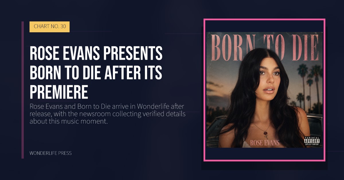Wonderlife Press: Rose Evans presents Born to Die after its premiere. release artwork. CHART NO. 30.