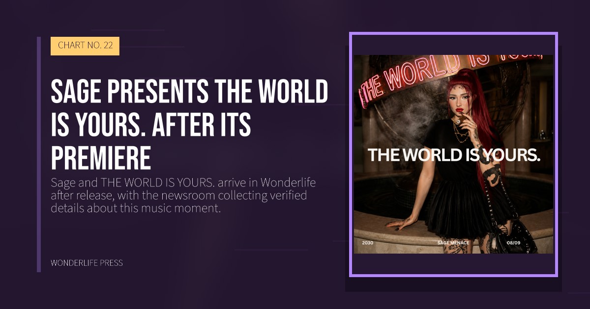 Wonderlife Press: Sage presents THE WORLD IS YOURS. after its premiere. release artwork. CHART NO. 22.