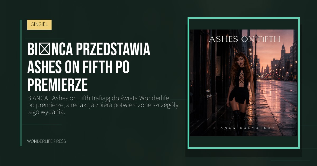 Wonderlife Press: BIΛNCA przedstawia Ashes on Fifth po premierze. okładka wydawnictwa. SINGIEL.