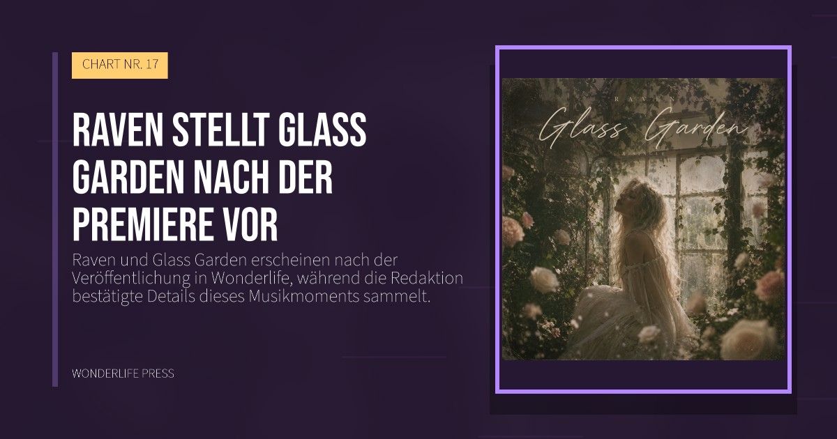 Wonderlife Press: Raven stellt Glass Garden nach der Premiere vor. Veröffentlichungscover. CHART NR. 17.