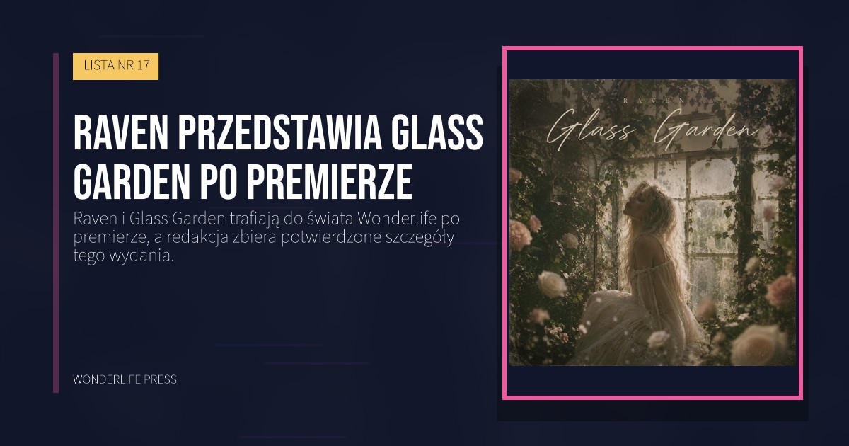 Wonderlife Press: Raven przedstawia Glass Garden po premierze. okładka wydawnictwa. LISTA NR 17.